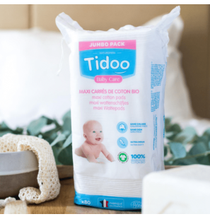 TIDOO CARE MAXI carrés de coton Bébé | 50 u