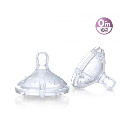 NUBY TETINE EN SILICONE POUR BIBERONS A COLE LARGE ANTI-COLIQUE +0MOIS