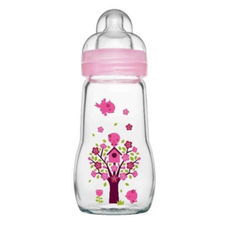 MAM Biberons en verre 0-6 mois 260ml rose