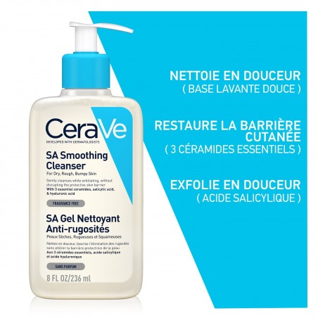 CeraVe SA Gel Nettoyant Anti-Rugosités Peau Sèche et Rugueuse | 236ml