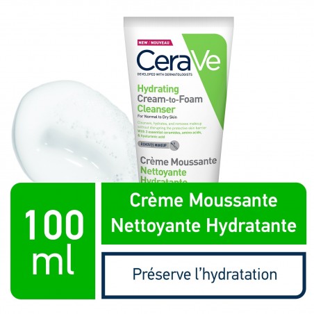 CeraVe Crème Moussante Nettoyante Hydratante Peau Normale à Sèche | 100ml