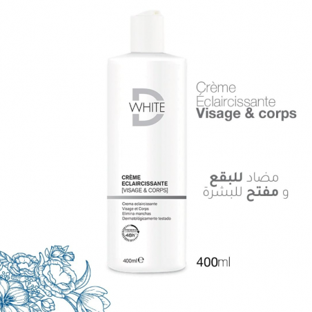 DWHITE crème éclaircissante Visage & Corps 400 ml