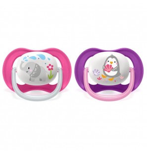 Avent Philips Sucette Ultra Air Animal 6-18 Mois Fille 2 Pièces