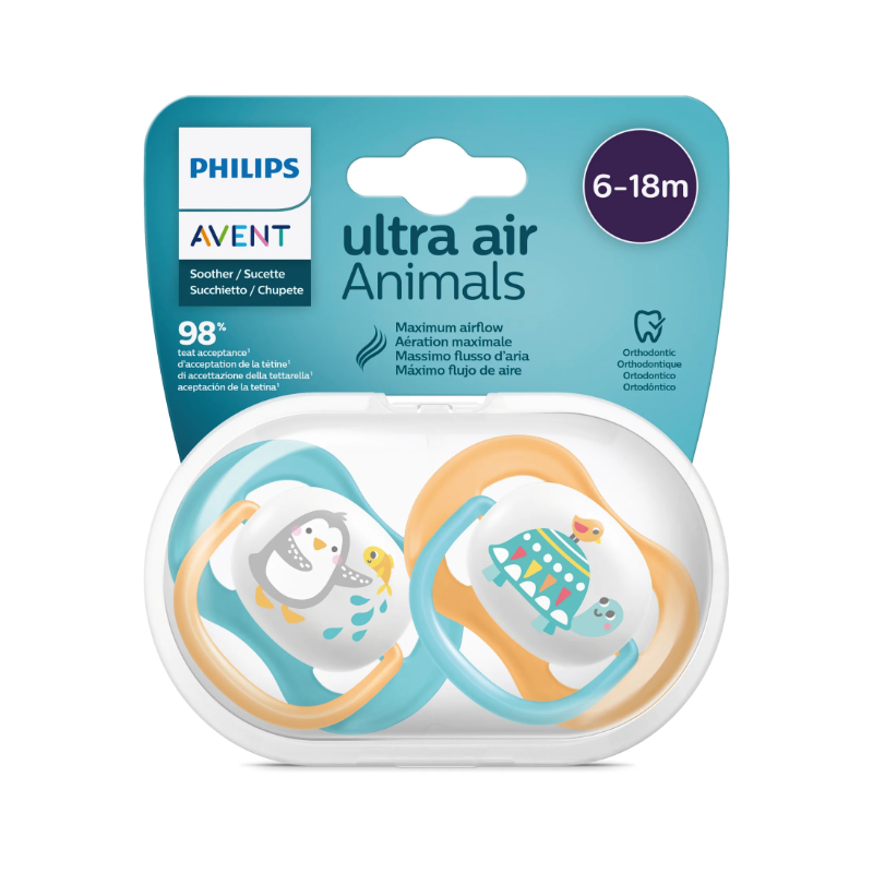 Avent Philips Sucette Ultra Air Animal 6-18 Mois Garcon 2 Pièces