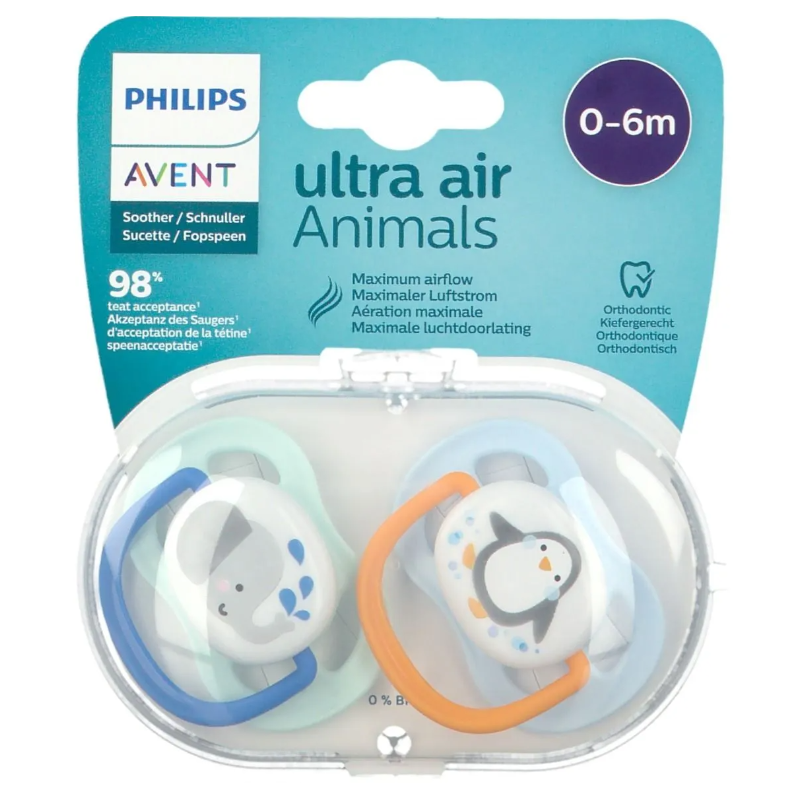 Avent Philips Sucette Ultra Air Animal Sucettes 0-6 Mois Garcon