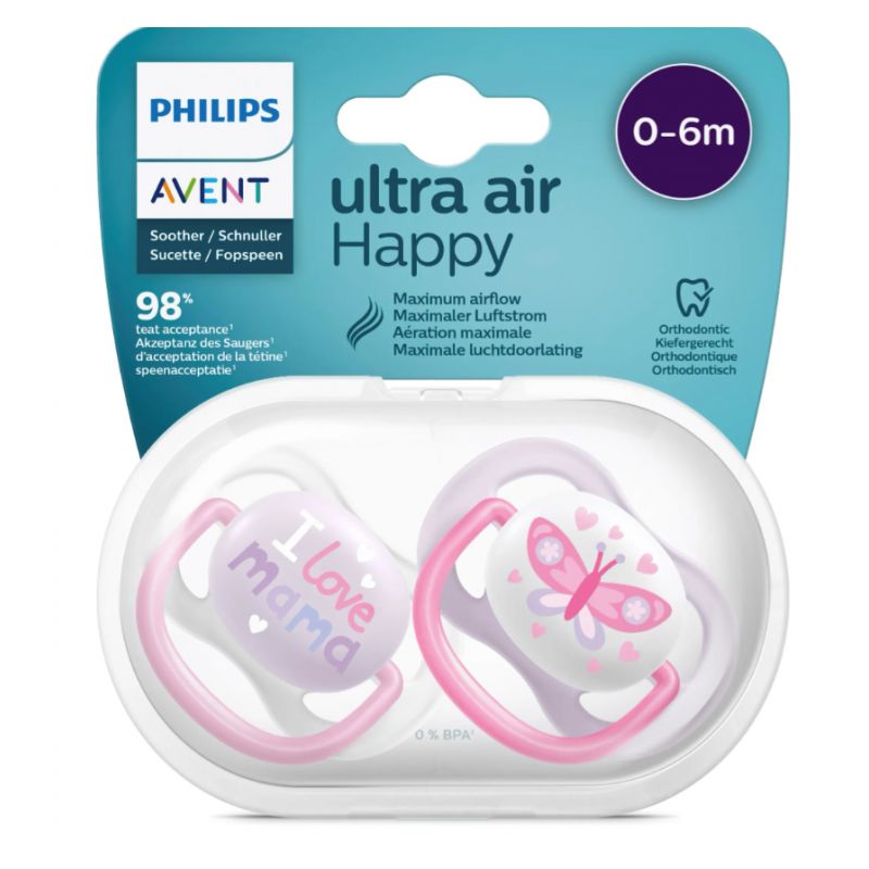 Avent philips Sucette Ultra Air Happy Sucettes 0-6 Mois fille