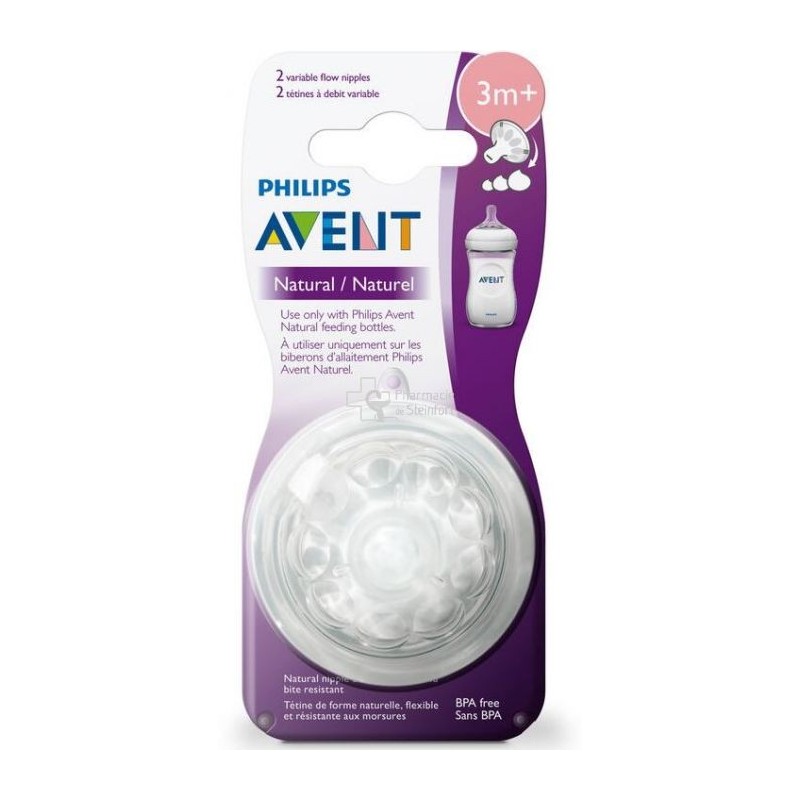 AVENT LOT DE 2 TÉTINES NATURAL DÉBIT VARIABLE +3MOIS