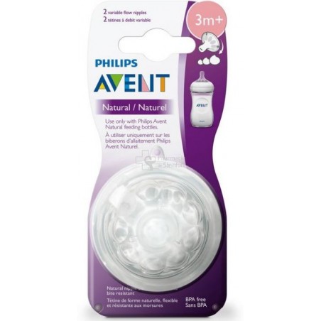 AVENT LOT DE 2 TÉTINES NATURAL DÉBIT VARIABLE +3MOIS