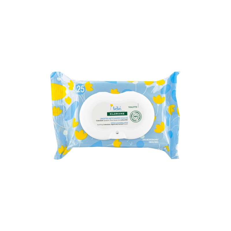 KLORANE BÉBÉ lingettes nettoyantes Corps au Calendula | 25 u