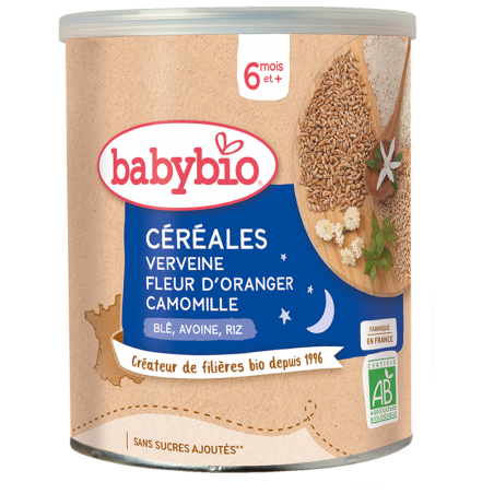 BABYBIO Céréales Verveine Fleur D'oranger Camomille 220g – dès 6 mois