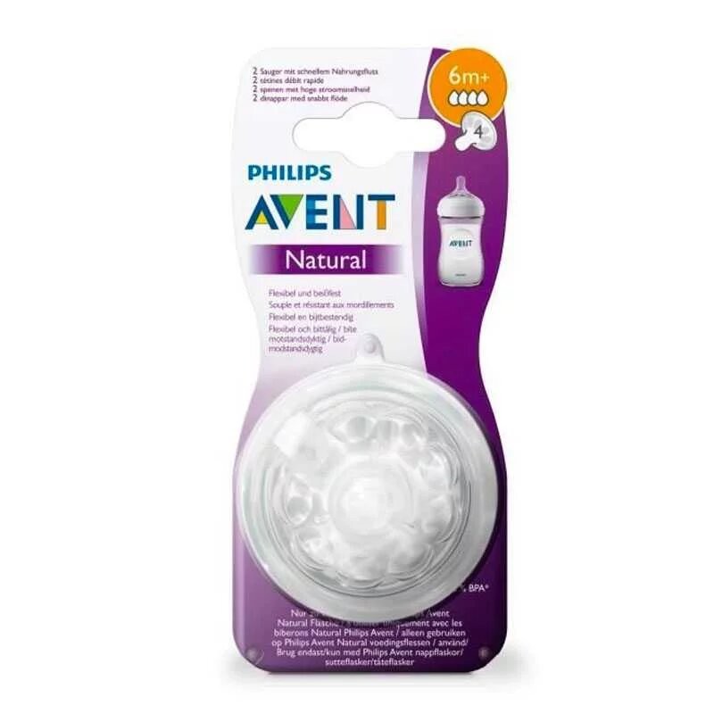 Avent Philips Tétine Natural 6 mois et + B2 Débit Rapide