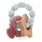 KIOKIDS Anneau de Dentition en Bois et Silicone rose et gris