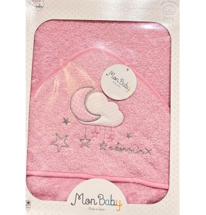 MON BABY Cap De Bain+Doudou Mord 100 X 100cm A Dormir Rose