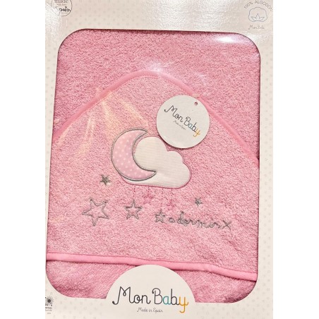 MON BABY Cap De Bain+Doudou Mord 100 X 100cm A Dormir Rose