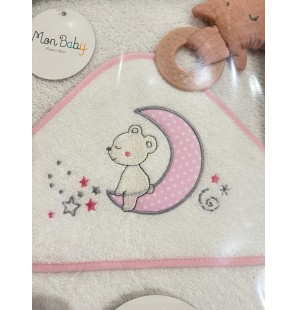 MON BABY Cap De Bain+Doudou Mord 100 X 100cm somnis b/rose