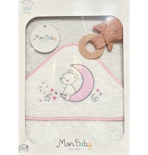 MON BABY Cap De Bain+Doudou Mord 100 X 100cm somnis b/rose