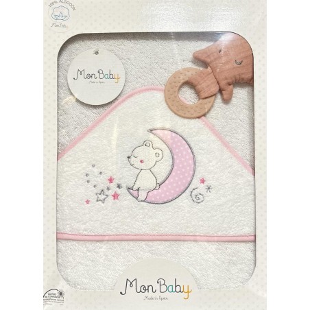 MON BABY Cap De Bain+Doudou Mord 100 X 100cm somnis b/rose