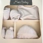 MON BABY Set 4p (Bavoir+Gants+Chaussettes+Bonnet)S4R dots B/beige