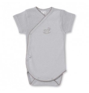 BIMBIPIRULOS  Body manches courtes taille 3 mois dots gris