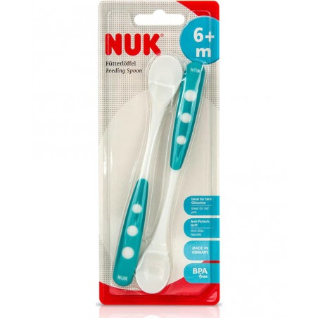 NUK lot de 2 Cuillères blister 6M+ - Bleu