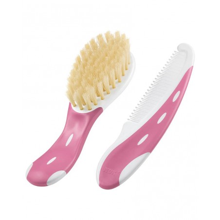 NUK Brosse à cheveux bébé avec peigne - rose