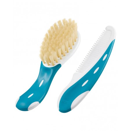 NUK Brosse à cheveux bébé avec peigne - Bleu