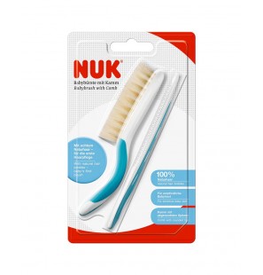 NUK Brosse à cheveux bébé avec peigne - Bleu