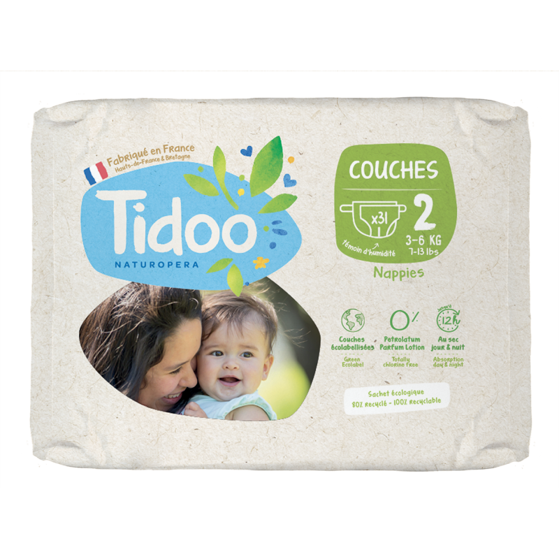 TIDOO Taille 2 (3-6kg) couches Newborn |  31 u