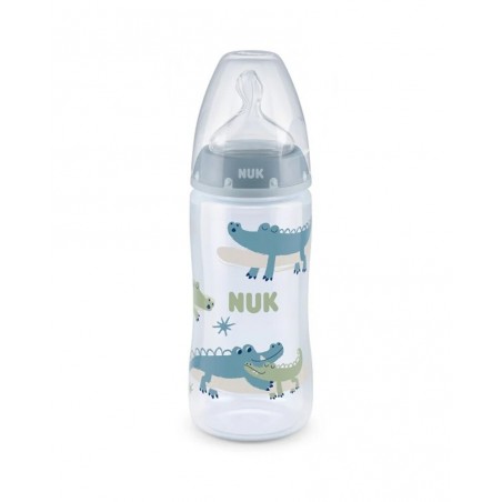 Nuk Biberon PP 300ml tétine en silicone 0-6 mois - Bleu & Vert