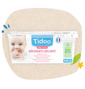 TIDOO bâtonnets sécurité en coton BIO | 50 u