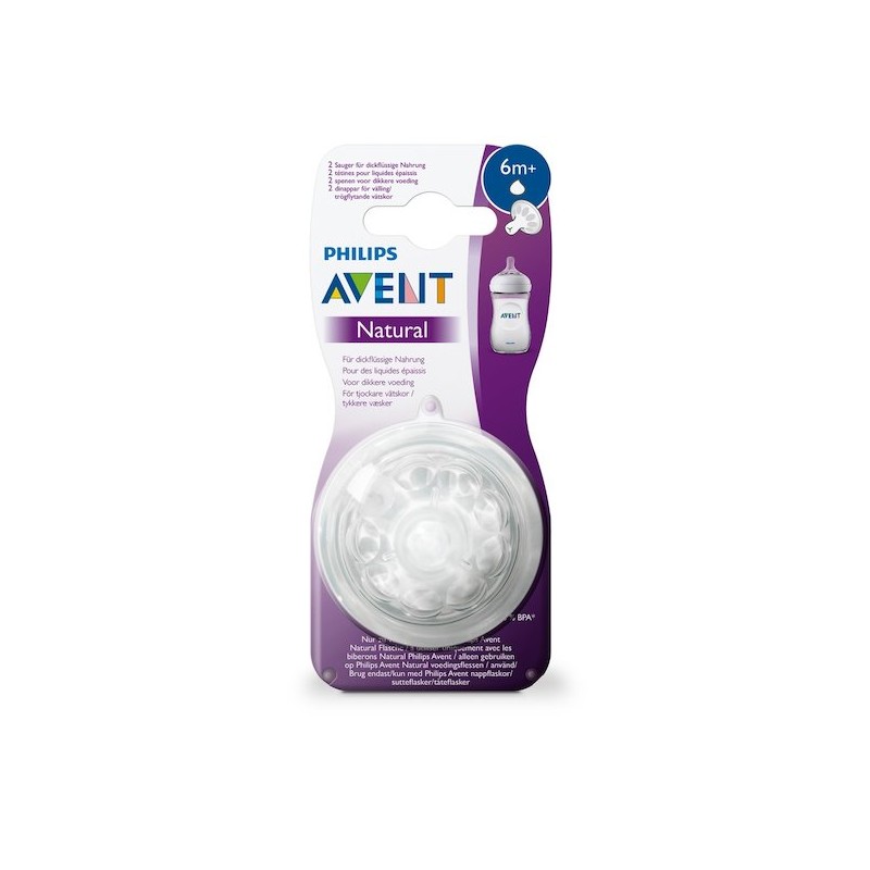 AVENT Philips tétine Natural 2.0 thick feed 6M