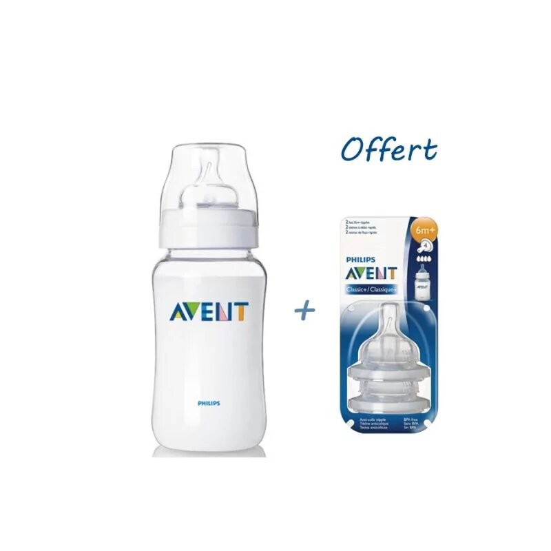 Avent Philips Biberon Anti-colic +3 mois 330 ml+2TETINES-6M+