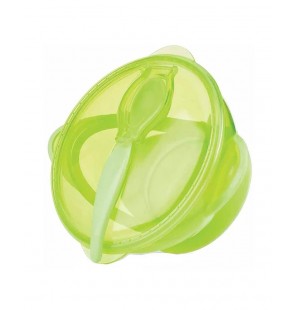 NUBY Assiette profonde avec ventouse, cuillère et couvercle +9 mois VERT