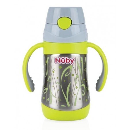 NUBY thermos imprimé pour produit liquide avec ances, anti-fuite paille en silicone 280 ml