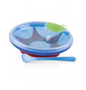 NUBY Assiette Chauffante avec Cuillère 400ml 3M+ - Bleu