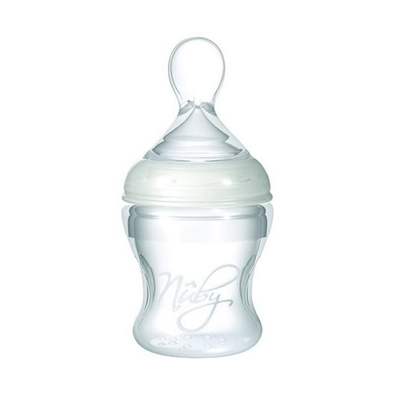 NUBY BIBERON SOUPLE AVEC CUILLERE EN SILICONE