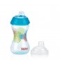 NUBY GOBELET EASY GRIP BLEU IMPRIME EN BB A BEC EN SILICONE +6MOIS 300ML