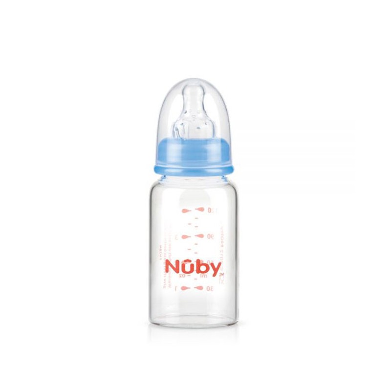 NUBY biberon en verre 120 ml + 0 mois BLEU