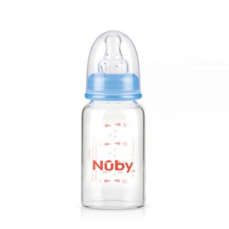 NUBY biberon en verre 120 ml + 0 mois BLEU