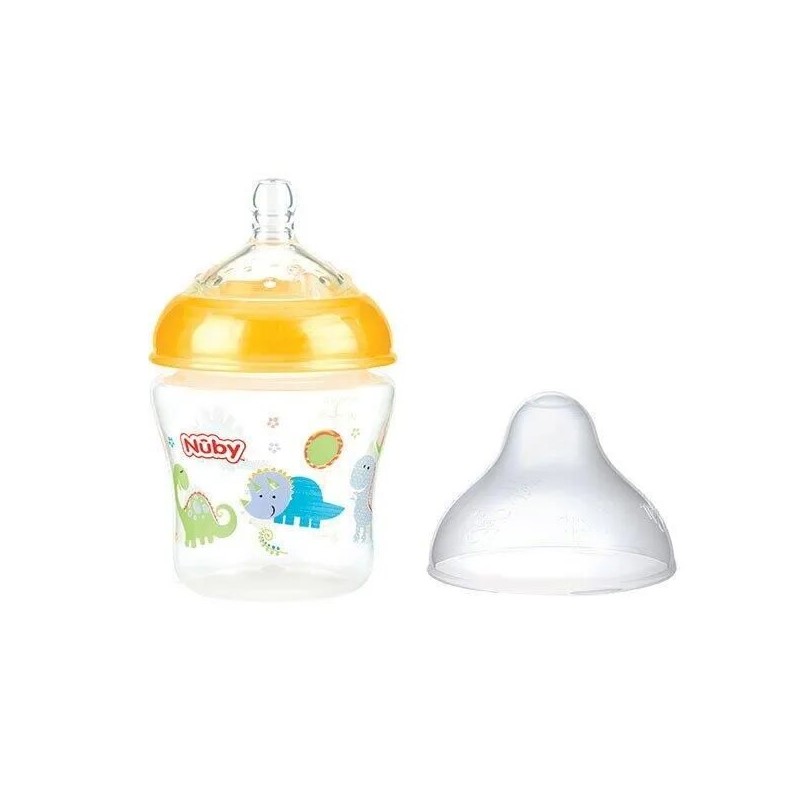 NUBY biberon en polycarbonate imprimé avec tétine SoftFlex 180ml + 0 mois