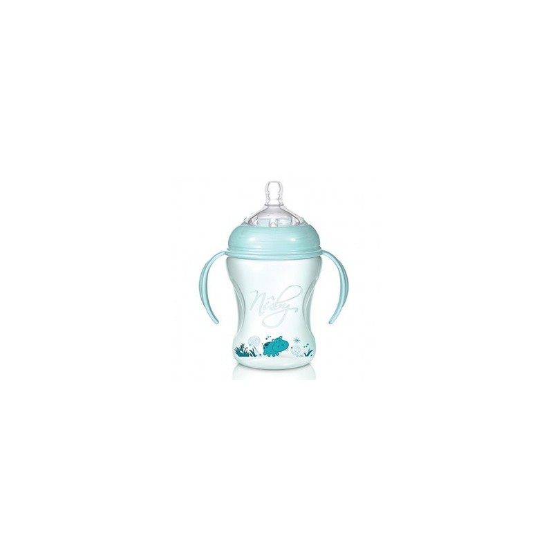 NUBY Biberon imprimé teinté vert clair 240ml avec anses