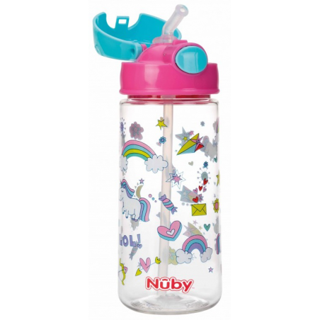 NUBY GOBELET PAILLE SOUPLE ET BOUTON PUSH EN TRITAN 540ML +3ANS