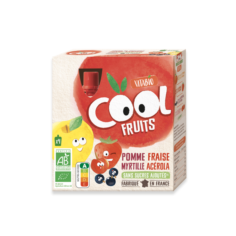 VITABIO COOL FRUITS POMME FRAISE MYRTILLE ACEROLA 4*90G