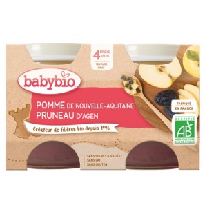 BABYBIO Petit Pot Pomme Pruneau 2X130G