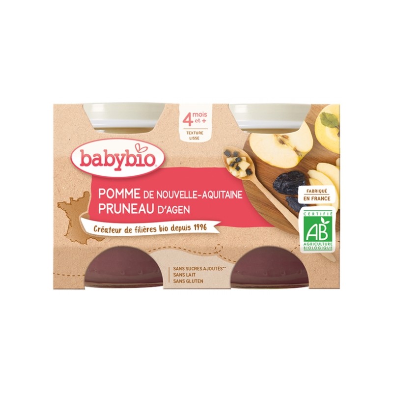 BABYBIO Petit Pot Pomme Pruneau 2X130G