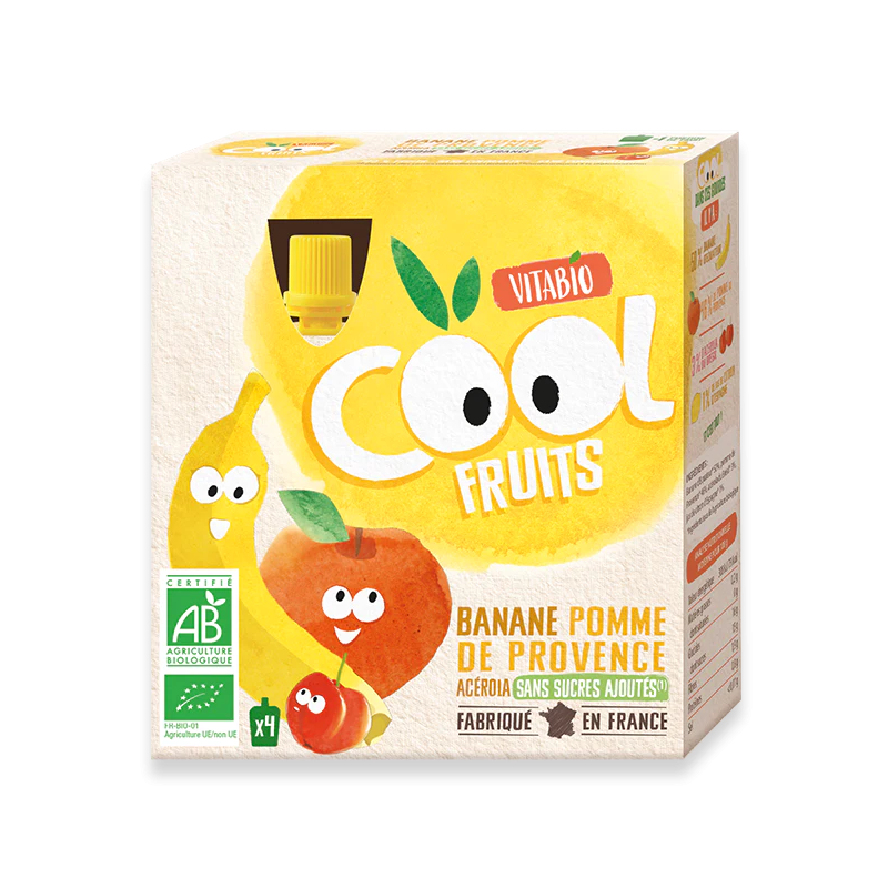 VITABIO COOL FRUITS POMME BANANE ACEROLA 4*90G