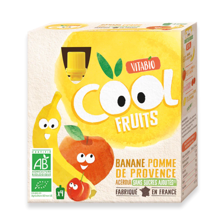 VITABIO COOL FRUITS POMME BANANE ACEROLA 4*90G