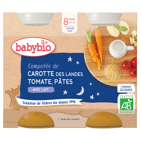 BABYBIO POT BONNE NUIT LEGUMES CAROTE TOMATE & PATES 2*200G