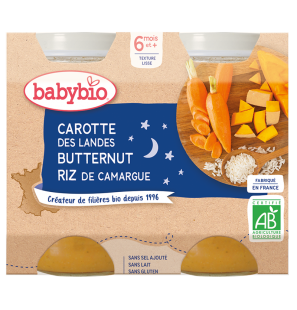 BABYBIO PETIT POT CAROTTE DES LANDES RIZ DE CAMARGUE 2*200G