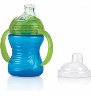 NUBY GOBELET EN PP ANTI-GOUTTE SWIRL AVEC ANSES BEC SILICONE +6MOIS 240ML